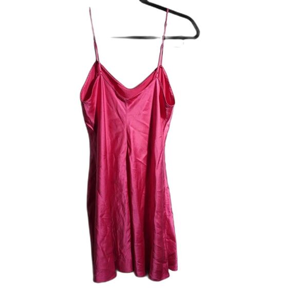 Y2K Victoria's Secret Hot Pink 100% Silk Slip Mini Dress Lingerie Chemise Slit M - Picture 2 of 7